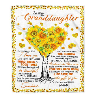Personalized to My Granddaughter Blanket from Grandma Nana Mimi Gave Me The Gift of You Sunflower Birthday Thanksgiving Christmas Customized Fleece Blanket - Thegiftio