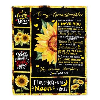 Personalized To My Granddaughter Blanket From Grandma Nana Papa Never Forget I Love You Sunflower Granddaughter Graduation Birthday Customized Fleece Blanket - Thegiftio UK