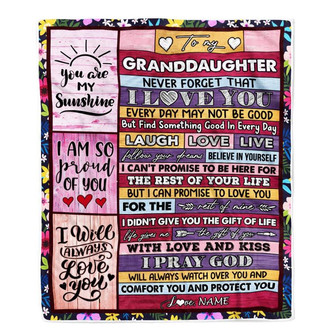 Personalized To My Granddaughter Blanket From Grandpa Grandma Wood You Are My Sunshine I Love You Granddaughter Birthday Christmas Bed Fleece Throw Blanket - Thegiftio
