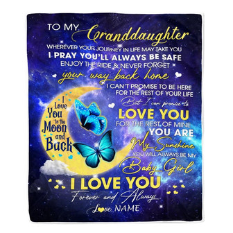 Personalized To My Granddaughter From Grandma Grandpa Blanket You Are My Sunshine Butterfly Birthday Graduation Christmas Gift Bed Quilt Fleece Throw Blanket - Thegiftio UK