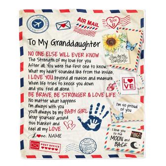 Personalized To My Granddaughter From Grandma Nana Blanket Letter Airmail The Strength Of My Love For You Granddaughter Birthday Christmas Fleece Blanket - Thegiftio UK