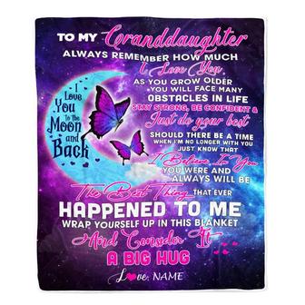 Personalized to My Granddaughter from Nana Grandma Always Remember How Much I Love You Moon Butterfly Granddaughter Birthday Christmas Fleece Blanket - Thegiftio UK