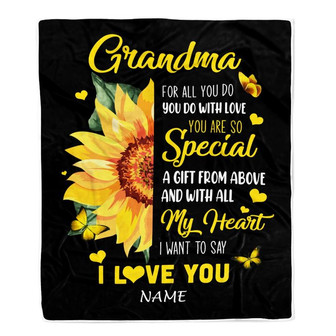 Personalized To My Grandma Blanket From Grandkids Granddaughter I Want To Say I Love You Sunfower Grandma Birthday Mothers Day Christmas Customized Fleece Blanket - Thegiftio UK