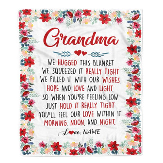 Personalized Grandma Blanket From Grandkids Grandson Granddaughter We Hugged This Blanket Grandma Birthday Mothers Day Christmas Customized Fleece Blanket - Thegiftio