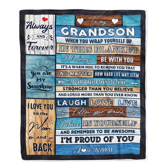 Personalized To My Grandson Blanket From Grandma Nana Papa Believe in Yourself Wood Grandson Birthday Graduation Christmas Customized Bed Fleece Throw Blanket - Thegiftio UK