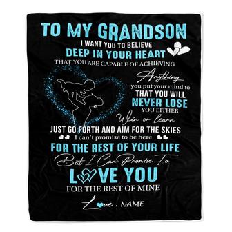 Personalized To My Grandson Blanket From Grandma Nana Promise To Love You Grandson Birthday Graduation Christmas Customized Bed Fleece Throw Blanket - Thegiftio UK