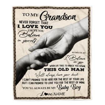 Personalized To My Grandson From Grandpa Papa Never Forget That I Love You Great Birthday Thanksgiving Graduation Christmas Bed Quilt Fleece Throw Blanket - Thegiftio UK