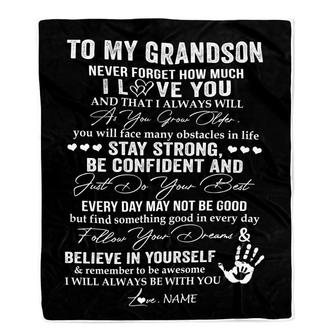 Personalized To My Grandson I Love You Forever From Grandma Grandpa Grandson Birthday Christmas Thanksgiving Graduation Customized Fleece Blanket - Thegiftio UK
