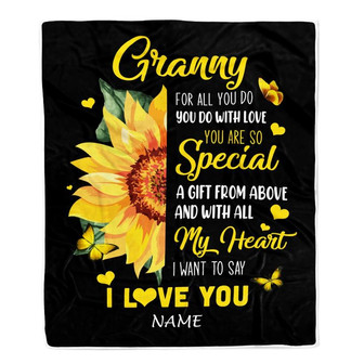 Personalized To My Granny Blanket From Grandkids Granddaughter I Want To Say I Love You Sunfower Granny Birthday Mothers Day Christmas Fleece Throw Blanket - Thegiftio UK