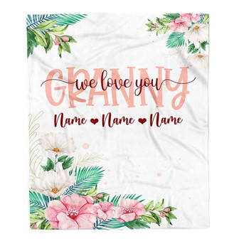 Personalized Granny Blanket From Grandkids Granddaughter Grandson We Love You Floral Granny Birthday Mothers Day Christmas Fleece Throw Blanket - Thegiftio UK
