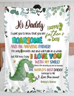Personalized Hi Daddy Letter Blanket from Newborn Baby, Custom Love Dad Blanket, Happy 1st Fathers Day Blanket - Thegiftio UK