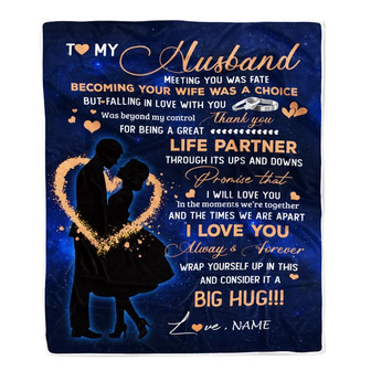 Personalized To My Husband Blanket From Wife Thank you It A Big Hug Husband Anniversary Wedding Day Valentines Day Christmas Fleece Throw Blanket - Thegiftio UK