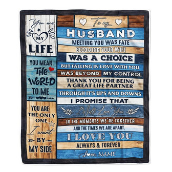 Personalized To My Husband Blanket from Wife Wood You Are My Life Husband Birthday Anniversary Valentines Day Christmas Customized Bed Fleece Throw Blanket - Thegiftio UK