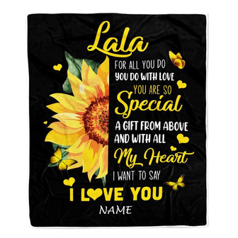 Personalized To My Lala Blanket From Grandkids Granddaughter I Want To Say I Love You Sunfower Lala Birthday Mothers Day Christmas Customized Fleece Blanket - Thegiftio UK