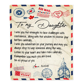 Personalized Letter Blanket To My Daughter From Mom Dad I'm So Proud Of You Daughter Birthday Christmas Thanksgiving Graduation Customized Fleece Blanket - Thegiftio