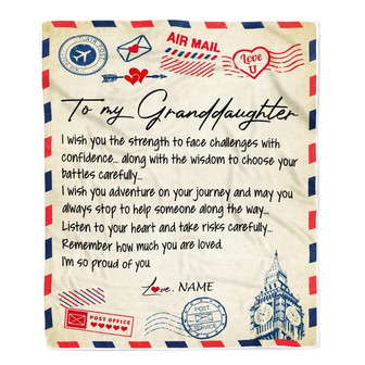 Personalized Letter Blanket To My Granddaughter From Grandma Grandpa I'm So Proud Of You Birthday Christmas Thanksgiving Graduation Customized Fleece Blanket - Thegiftio UK