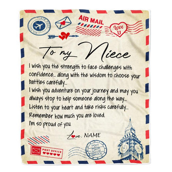 Personalized Letter Blanket To My Niece From Aunt Auntie Uncle I'm So Proud Of You Niece Birthday Christmas Thanksgiving Graduation Customized Fleece Blanket - Thegiftio UK