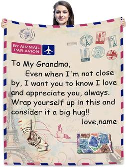 Personalized Long Distance Blanket, Flannel Throw Blanket for Grandma, Custom Any Relationship or Name, Ultra-Soft Blanket for Couch Sofa Home Decor - Thegiftio UK