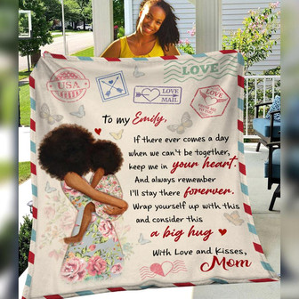 Personalized With Love And Kisses BWA Mom Letter Fleece Blanket Throw Blanket Christmas Throw Blanket - Thegiftio UK