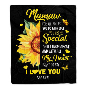 Personalized To My Mamaw Blanket From Grandkids Granddaughter I Want To Say I Love You Sunfower Mamaw Birthday Mothers Day Christmas Customized Fleece Blanket - Thegiftio UK