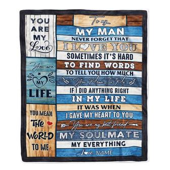 Personalized To My Man Blanket From Wife Never Forget I Love You Husband Birthday Anniversary Wedding Valentines Day Christmas Customized Fleece Throw Blanket - Thegiftio UK