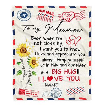 Personalized Mawmaw Blanket From Grandkids Love Big Hug Air Mail Letter Sunflower Mawmaw Birthday Mothers Day Christmas Customized Fleece Throw Blanket - Thegiftio UK