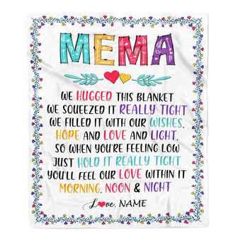 Personalized Mema Blanket From Grandkids We Hugged This Blanket Mema Birthday Mothers Day Christmas Customized Fleece Blanket - Thegiftio UK