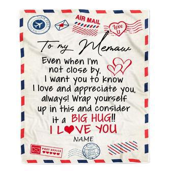 Personalized Memaw Blanket From Grandkids I Love You Hugs Air Mail Letter Memaw Birthday Valentine Christmas Wedding Anniversary Customized Fleece Blanket - Thegiftio UK