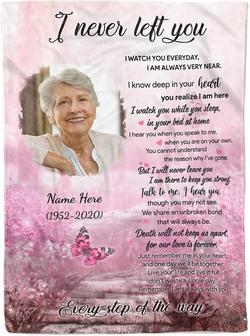 Personalized Memorial Blanket with Picture I Never Left You Butterfly Gifts for Loss of Mother Father Bereavement Husband Wife - Thegiftio UK