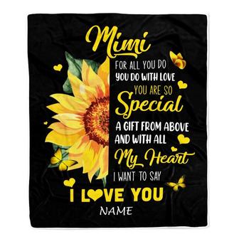 Personalized To My Mimi Blanket From Grandkids Granddaughter I Want To Say I Love You Sunfower Mimi Birthday Mothers Day Christmas Customized Fleece Blanket - Thegiftio UK
