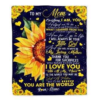 Personalized To My Mom Blanket from Daughter Everything I Am You Helped Me to Be Sunflower Birthday Mothers Day Christmas Customized Fleece Blanket - Thegiftio UK