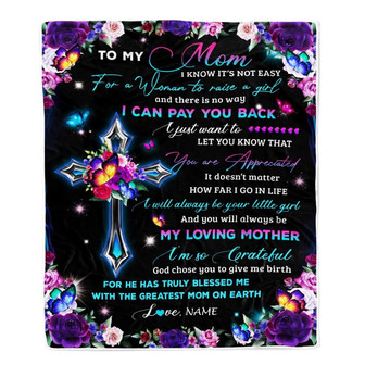 Personalized To My Mom Blanket From Daughter Letter Love You Cross Christian Mom Birthday Mothers Day Thanksgiving Christmas Customized Fleece Blanket - Thegiftio