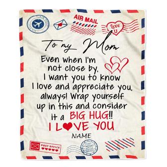 Personalized To My Mom Blanket From Daughter Son I Love You Hugs Air Mail Letter Birthday Mothers Day Christmas Thanksgiving Customized Fleece Blanket - Thegiftio UK