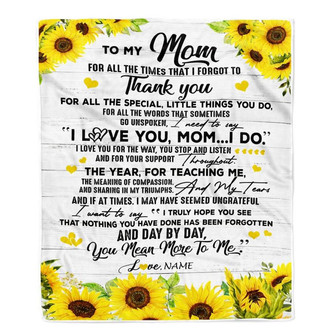 Personalized To My Mom Blanket From Daughter Son Thank You For All Wood Sunflower Mother Birthday Mothers Day Christmas Customized Bed Fleece Throw Blanket - Thegiftio UK