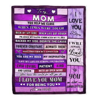 Personalized To My Mom Blanket From Daughter Son Wood You Help Me Close I Love You Mom Mothers Day Thanksgiving Christmas Customized Fleece Throw Blanket - Thegiftio UK
