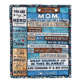 Personalized To My Mom Blanket From Daughter Son Wood It A Big Hug Be My Loving Mom Birthday Mothers Day Thanksgiving Christmas Customized Fleece Throw Blanket - Thegiftio UK