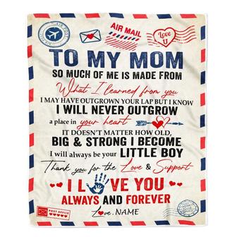 Personalized To My Mom Blanket From Son Air Mail Letter Mail I Love You Always Forever Mom Mother's Day Birthday Christmas Customized Fleece Blanket - Thegiftio UK