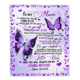 Personalized To My Mom Blanket From Son I'll Always be Your Little Boy Loving Mom Mothers Day Birthday Christmas Customized Fleece Blanket - Thegiftio UK
