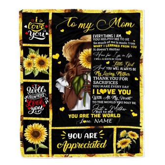 Personalized To My Mom Sunflower Blanket From Daughter Son Love Letter You Are The World Mom Birthday Mothers Day Christmas Customized Bed Fleece Throw Blanket - Thegiftio UK