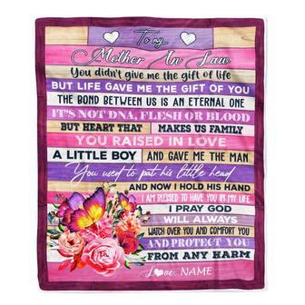 Personalized To My Mother In Law Blanket From Daughter Heart Makes Us Family Butterfly Flower Birthday Mothers Day Christmas Customized Fleece Throw Blanket - Thegiftio UK