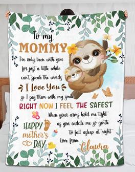 Personalized Name Blanket, To My Mom Blanket, Mother's Day Blanket, Blanket For Mom From Daughter, Mommy To Be, Sloth Cute Fleece Blanket - Thegiftio UK