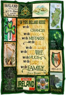 Personalized Name Blanket for Saint Patrick's Day - I Love Irish - Welcome to Ireland House Throw Blanket - Thegiftio UK