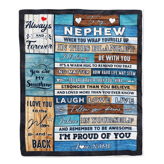 Personalized To My Nephew Blanket From Aunt Auntie Believe in Yourself Wood Nephew Birthday Graduation Christmas Customized Bed Quilt Fleece Throw Blanket - Thegiftio