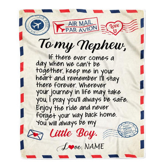 Personalized To My Nephew Blanket From Aunt Uncle Air Mail Letter Little Boy Nephew Birthday Christmas Gift Customized Bed Quilt Fleece Throw Blanket - Thegiftio UK