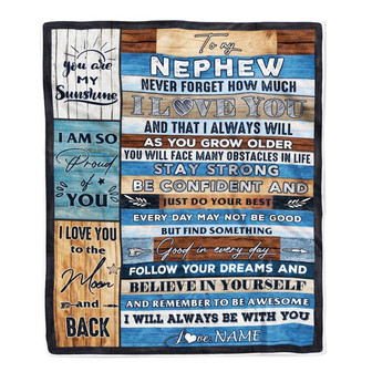 Personalized To My Nephew Blanket From Aunt Uncle Titi Proud Of You I Love You Wood Nephew Birthday Thanksgiving Christmas Customized Fleece Blanket - Thegiftio UK