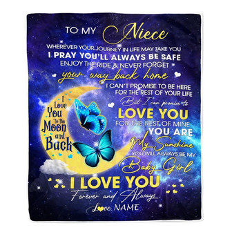 Personalized To My Niece From Aunt Uncle Blanket You Are My Sunshine Butterfly Niece Birthday Graduation Christmas Gift Bed Quilt Fleece Throw Blanket - Thegiftio UK