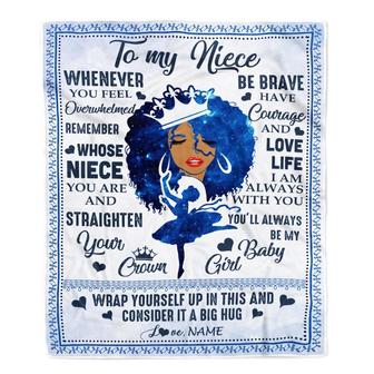 Personalized To My Niece Blanket From Aunt Auntie African Black Women You'll Always Be My Baby Girl Birthday Thanksgiving Christmas Customized Fleece Blanket - Thegiftio UK
