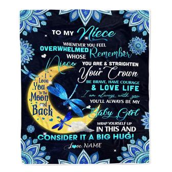 Personalized to My Niece Blanket from Aunt Auntie Dragonfly Whenever You Feel Overwhelmed Remember Whose Niece You are Birthday Christmas Fleece Blanket - Thegiftio UK