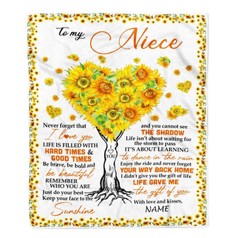 Personalized to My Niece Blanket from Aunt Auntie Life Gave Me The Gift of You Sunflower Niece Birthday Thanksgiving Christmas Customized Fleece Blanket - Thegiftio UK