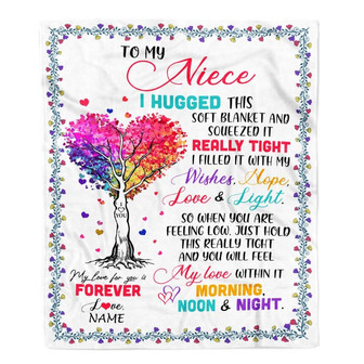 Personalized to My Niece Blanket from Aunt Auntie Uncle I Hugged This Soft Blanket Niece Birthday Thanksgiving Christmas Customized Fleece Blanket - Thegiftio